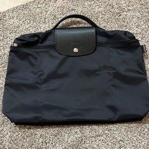 Longchamp recycled nylon black zippered “briefcase”/tote.  Like new.